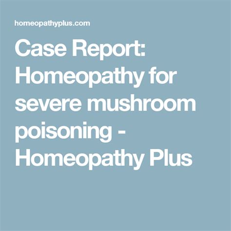 mushroom poisoning treatment at home